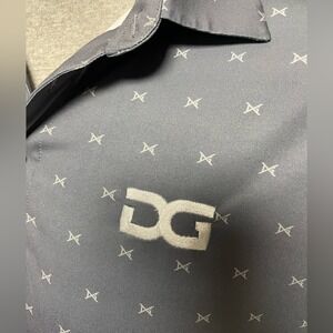 DG Gray Embroidered All Over Logo Polo Shirt Mens Medium‎